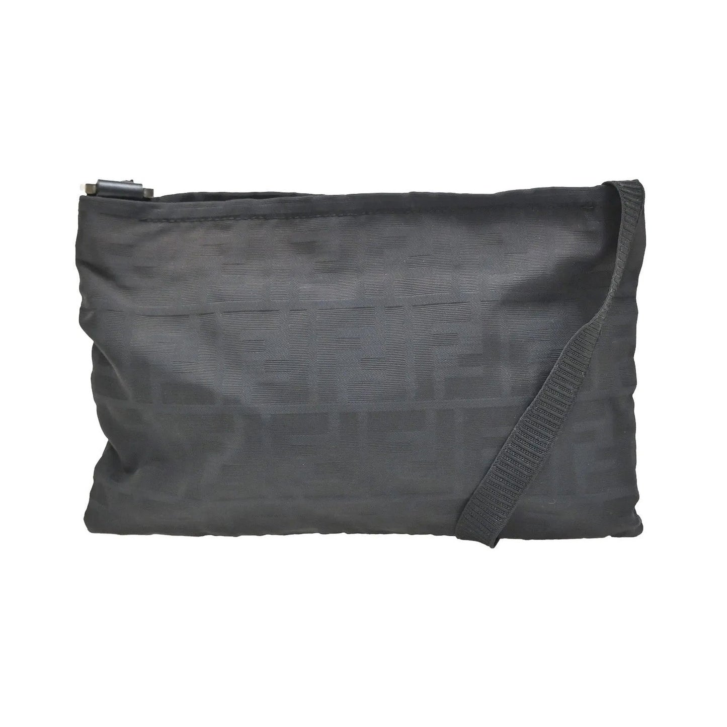 Fendi Logo Zucca Zucca, Black, Canvas, Shoulder Bag