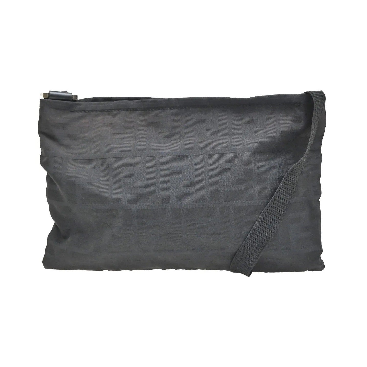 Fendi Logo Zucca Zucca, Black, Canvas, Shoulder Bag