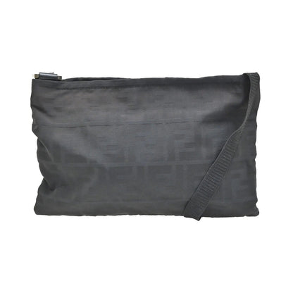 Fendi Logo Zucca Zucca, Black, Canvas, Shoulder Bag