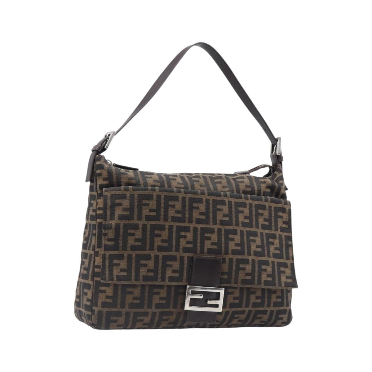 Fendi Logo Zucca Zucca, Brown, Canvas, Shoulder Bag