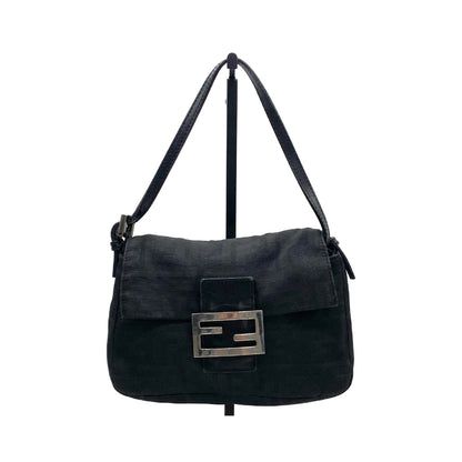 Fendi Mamma Baguette Canvas, Black, Canvas, Handbag