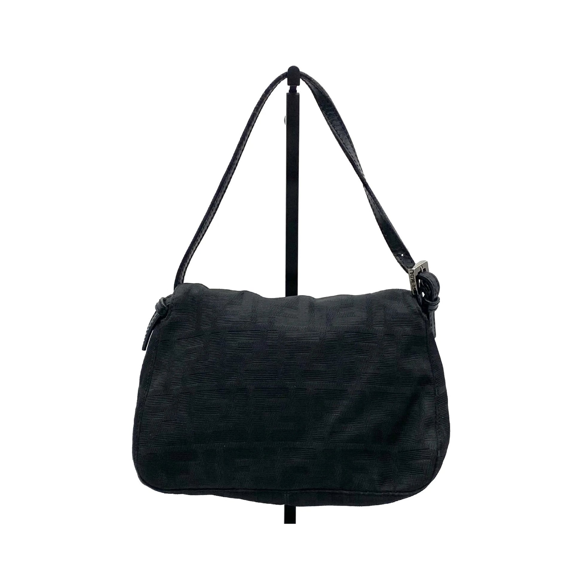 Fendi Mamma Baguette Canvas, Black, Canvas, Handbag