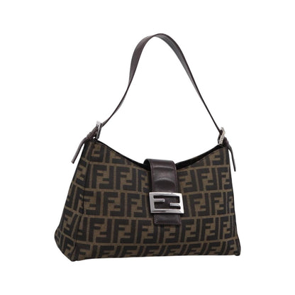 Fendi Mamma Baguette Shoulder Bag Zucca Canvas, Black, Canvas, Handbag