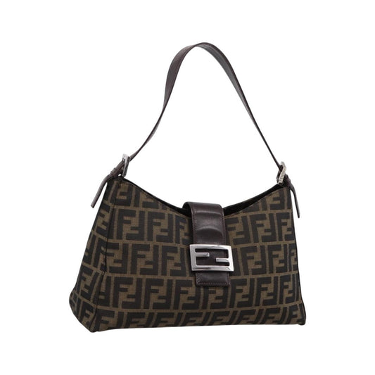 Fendi Mamma Baguette Shoulder Bag Zucca Canvas, Black, Canvas, Handbag