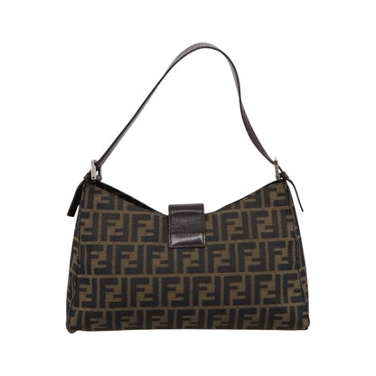 Fendi Mamma Baguette Shoulder Bag Zucca Canvas, Black, Canvas, Handbag