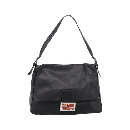 Fendi Mamma Baguette Zucca Jacquard Velvet, Black, Leather, Shoulder Bag