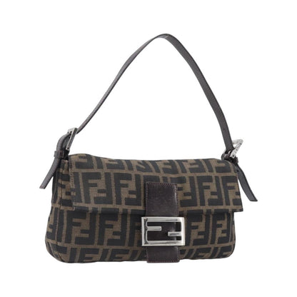 Fendi Mamma Baguette Zucca Jacquard Velvet, Brown, Canvas, Shoulder Bag