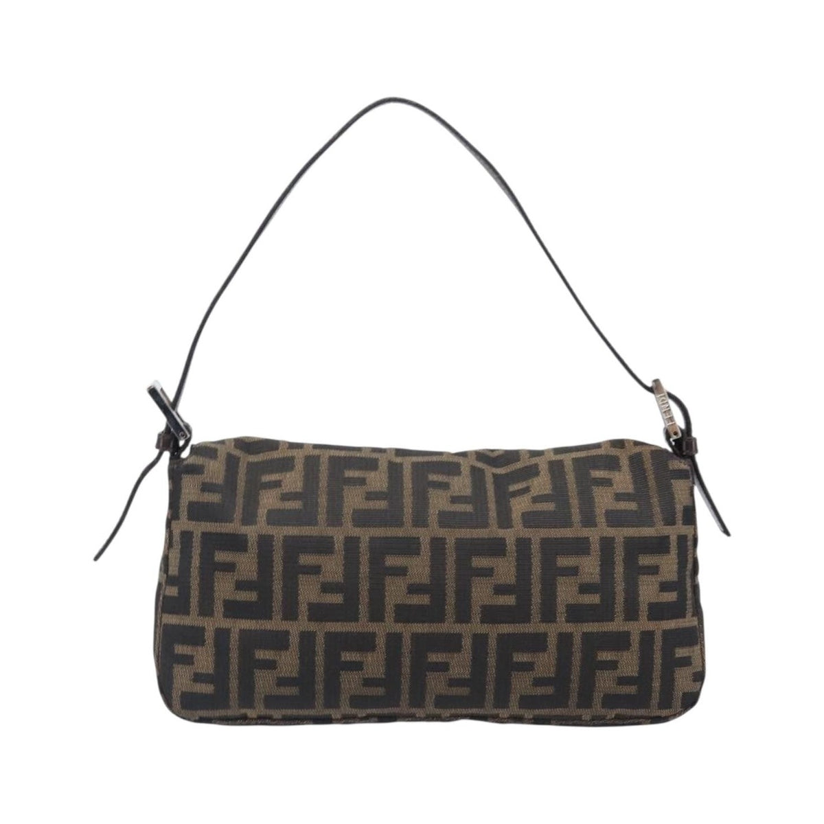 Fendi Mamma Baguette Zucca Jacquard Velvet, Brown, Canvas, Shoulder Bag