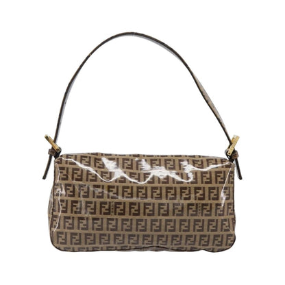 Fendi Mamma Baguette Zucca patent leather, Beige, Canvas, Shoulder Bag