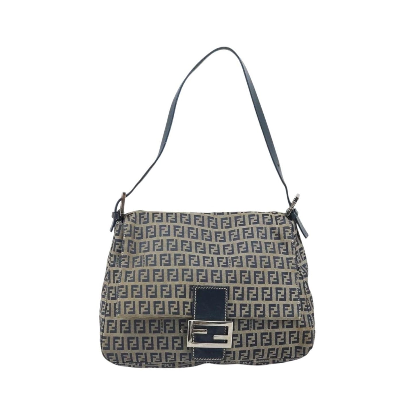 Fendi Mamma Baguette Zucchino canvas, Navy, Canvas, Shoulder Bag