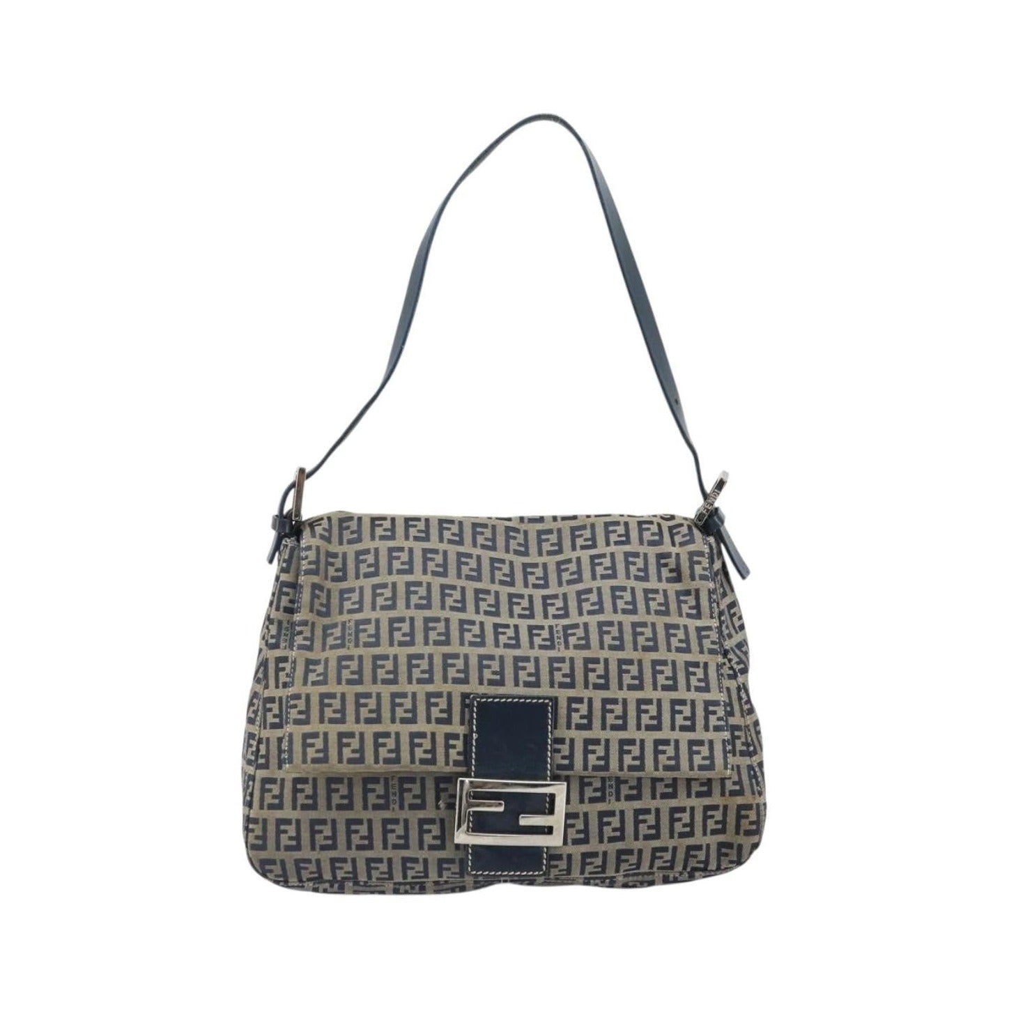 Fendi Mamma Baguette Zucchino canvas, Navy, Canvas, Shoulder Bag