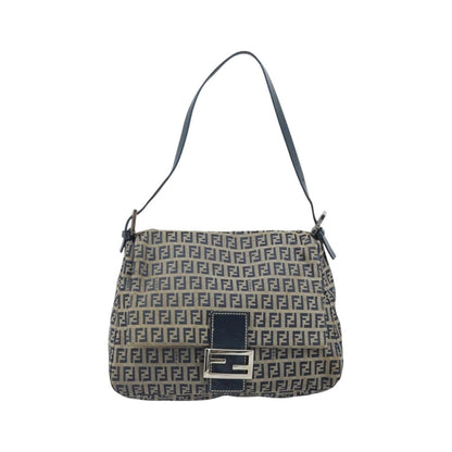 Fendi Mamma Baguette Zucchino canvas, Navy, Canvas, Shoulder Bag