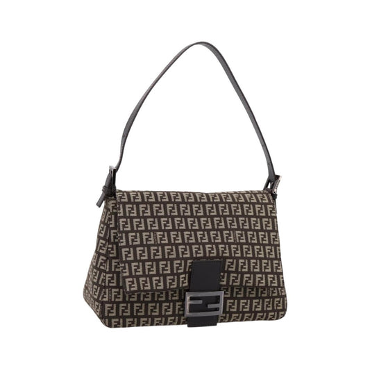 Fendi Mamma Baguette Zucchino canvas, Brown, Canvas, Shoulder Bag