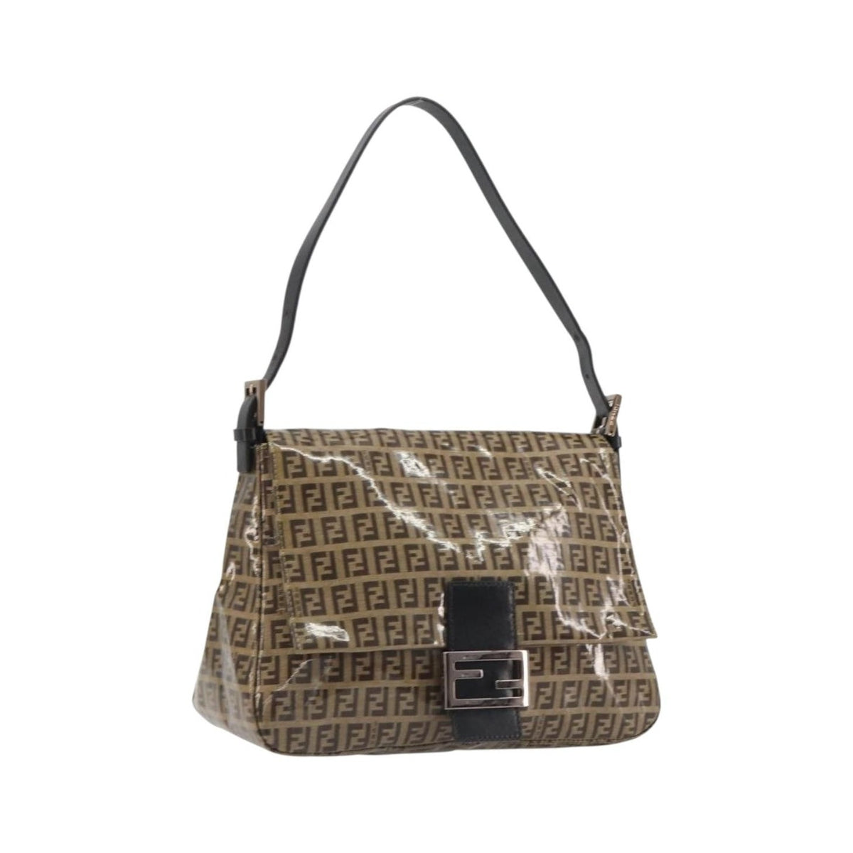 Fendi Mamma Baguette Zucchino canvas, Brown, Canvas, Shoulder Bag