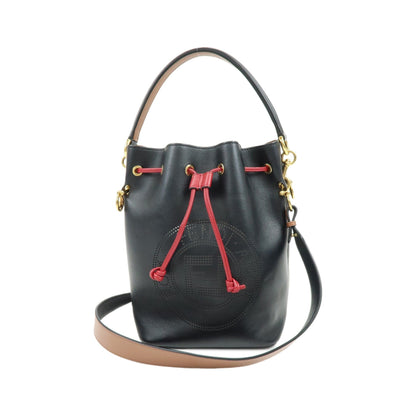 Fendi Mon Tresor Bucket Perforated Leather, Black, Leather, Handbag