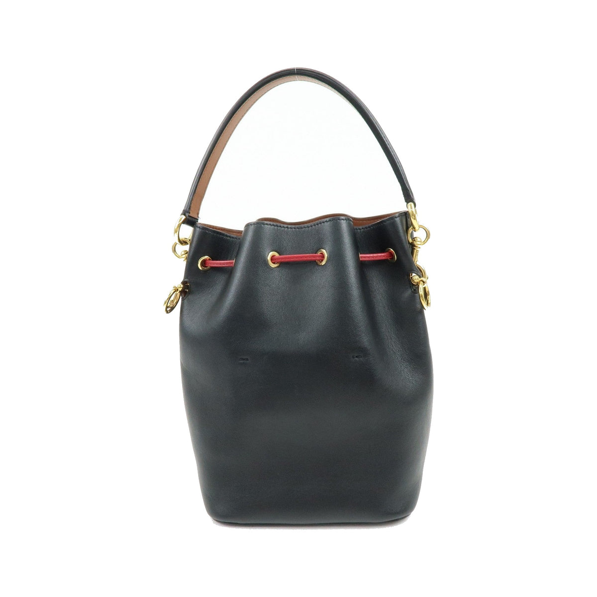 Fendi Mon Tresor Bucket Perforated Leather, Black, Leather, Handbag
