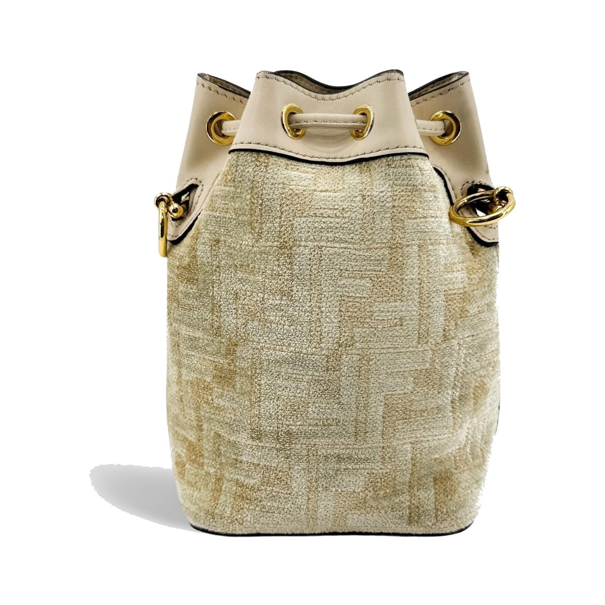 Fendi Mon Tresor Bucket Zucca Velvet Jacquard, Beige, Velvet, Handbag