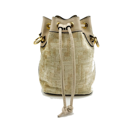 Fendi Mon Tresor Bucket Zucca Velvet Jacquard, Beige, Velvet, Handbag