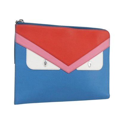 Fendi Monster Clutch Leather, Blue, Leather, Clutch