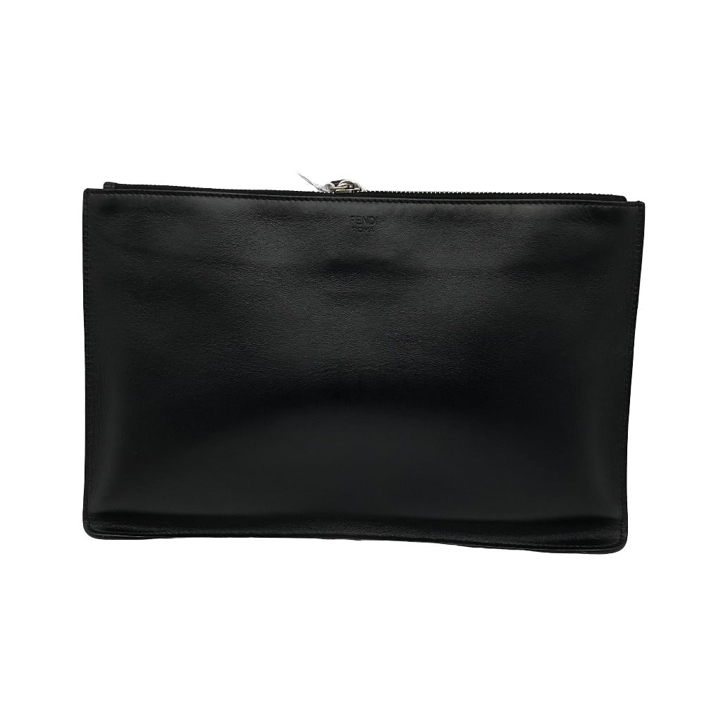 Fendi Monster Leather, Black, Leather, Clutch