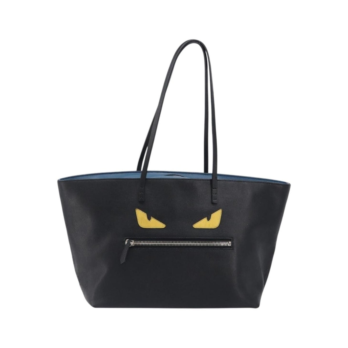 Fendi Monster Roll Leather, Black, Leather, Tote Bag