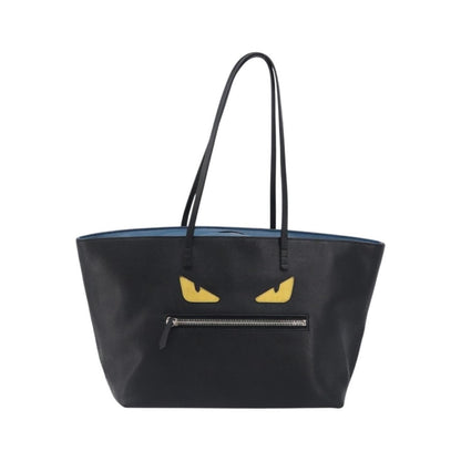 Fendi Monster Roll Leather, Black, Leather, Tote Bag