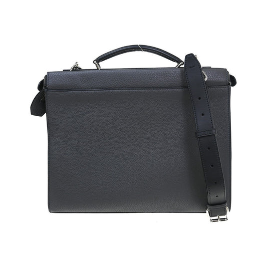 Fendi Monster Selleria Peekaboo Leather, Gray, Leather, Shoulder Bag