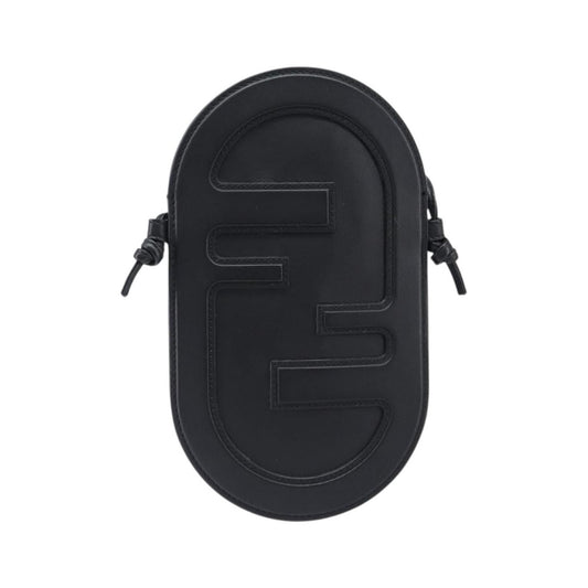 Fendi O'Lock Camera Leather, Black, Leather, Shoulder Bag