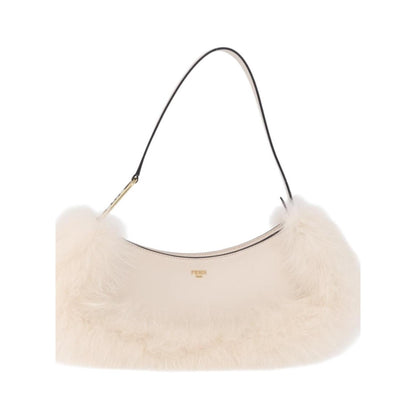 Fendi O'Lock Swing Leather with Fur, White, Leather, Shoulder Bag