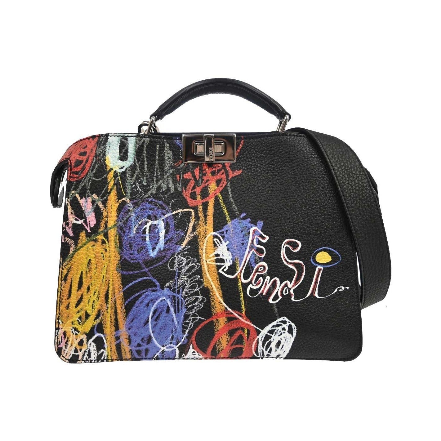 Fendi Peekaboo ISeeU Printed Leather, Multicolour, Leather, Handbag