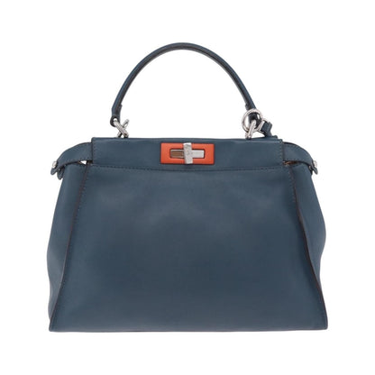 Fendi Peekaboo Ruffled Leather, Blue, Leather, Handbag