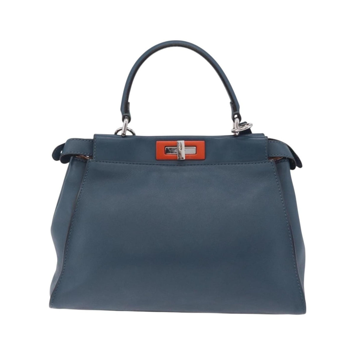 Fendi Peekaboo Ruffled Leather, Blue, Leather, Handbag