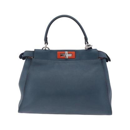 Fendi Peekaboo Ruffled Leather, Blue, Leather, Handbag
