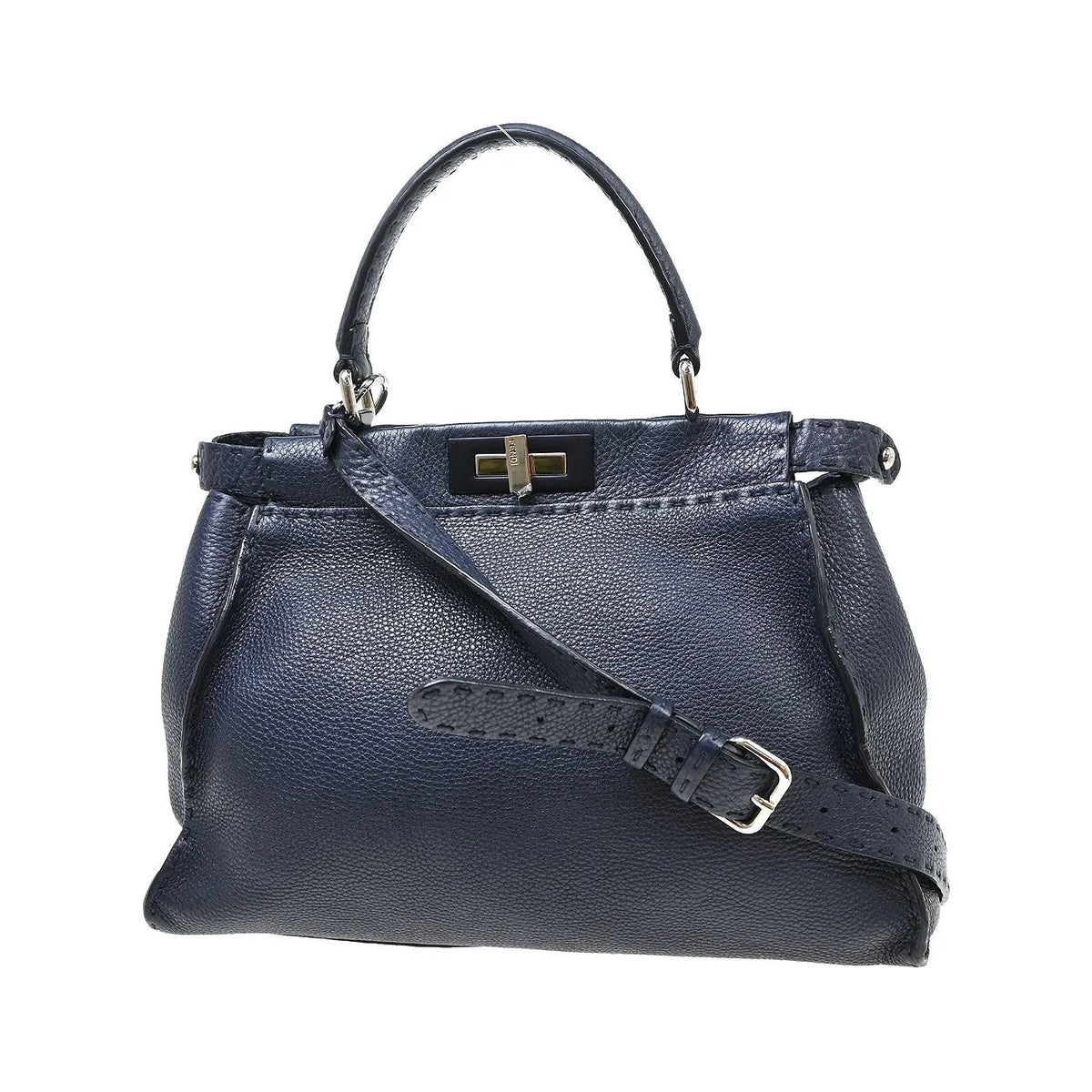 Fendi Peekaboo Soft Leather, Navy, Leather, Handbag