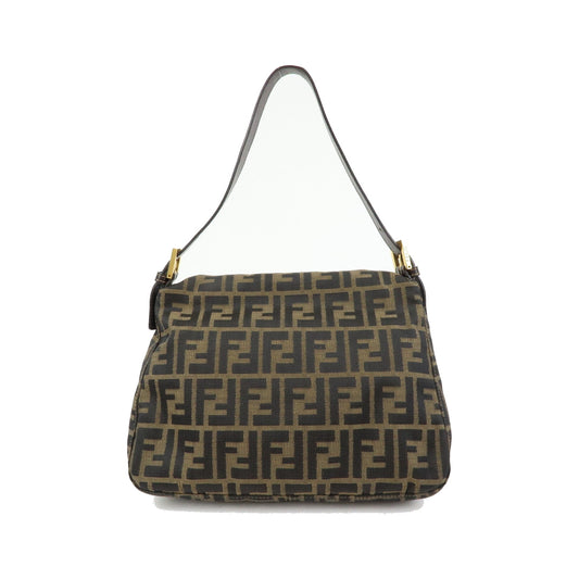 Fendi Round Flap Baguette Zucca Canvas, Brown, Canvas, Shoulder Bag