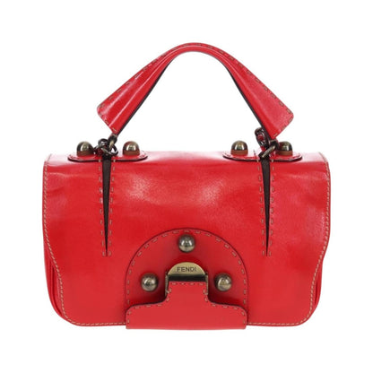 Fendi Secret Code F3 Convertible Satchel Textured Leather, Red, Leather, Handbag