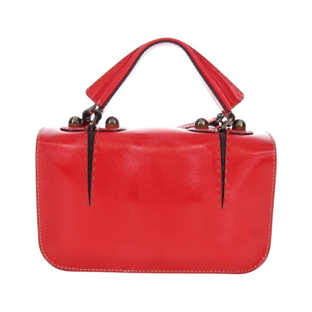 Fendi Secret Code F3 Convertible Satchel Textured Leather, Red, Leather, Handbag