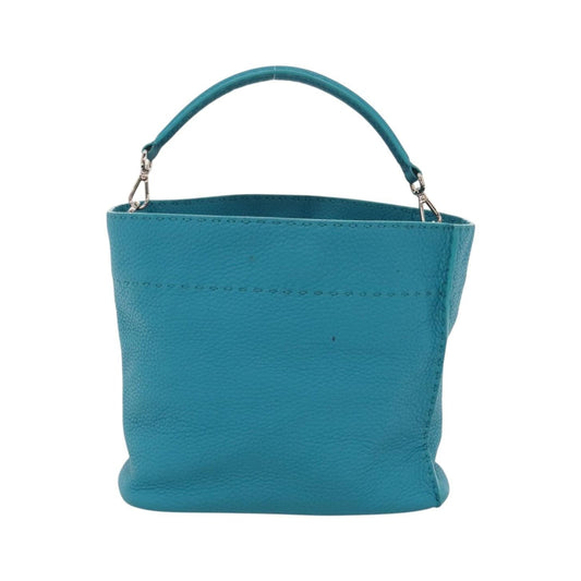 Fendi Selleria Anna Bucket Leather, Blue, Leather, Handbag