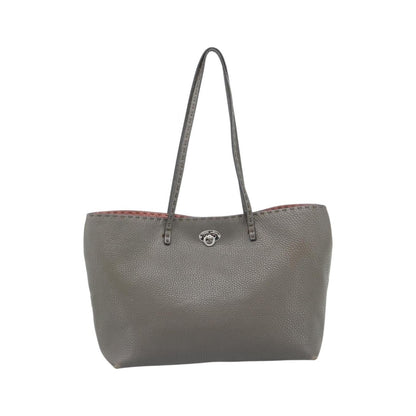 Fendi Selleria Carla Leather, Gray, Leather, Tote Bag