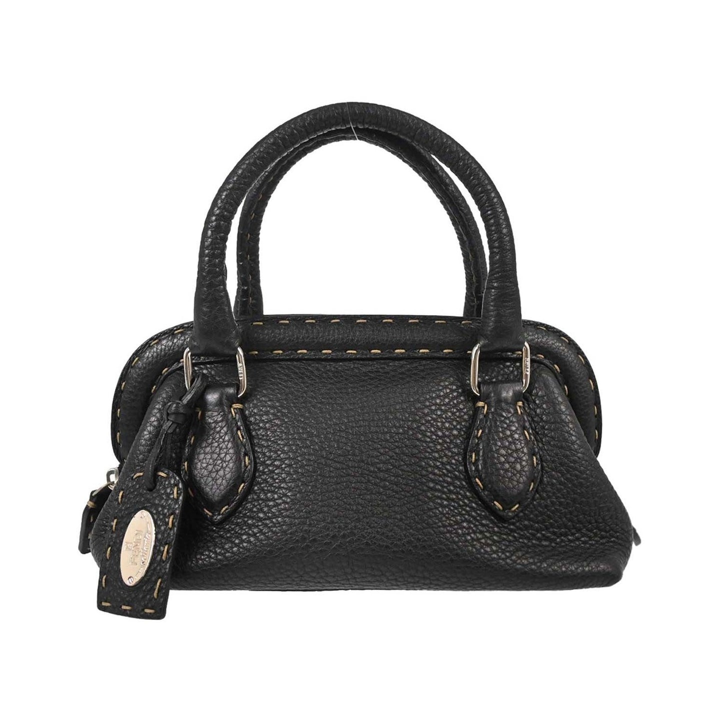 Fendi Selleria Frame Doctor Leather, Black, Leather, Handbag