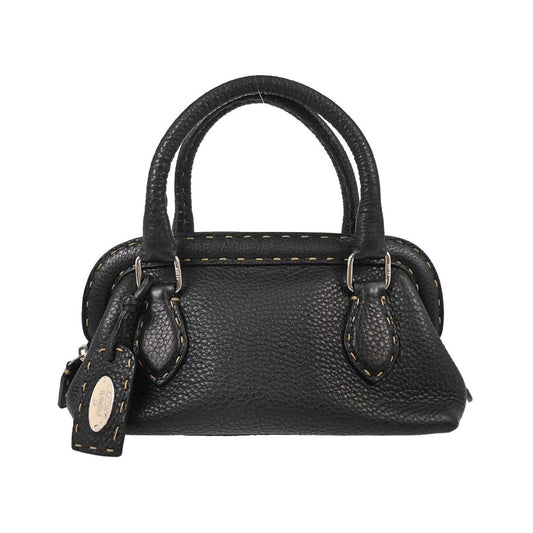 Fendi Selleria Frame Doctor Leather, Black, Leather, Handbag