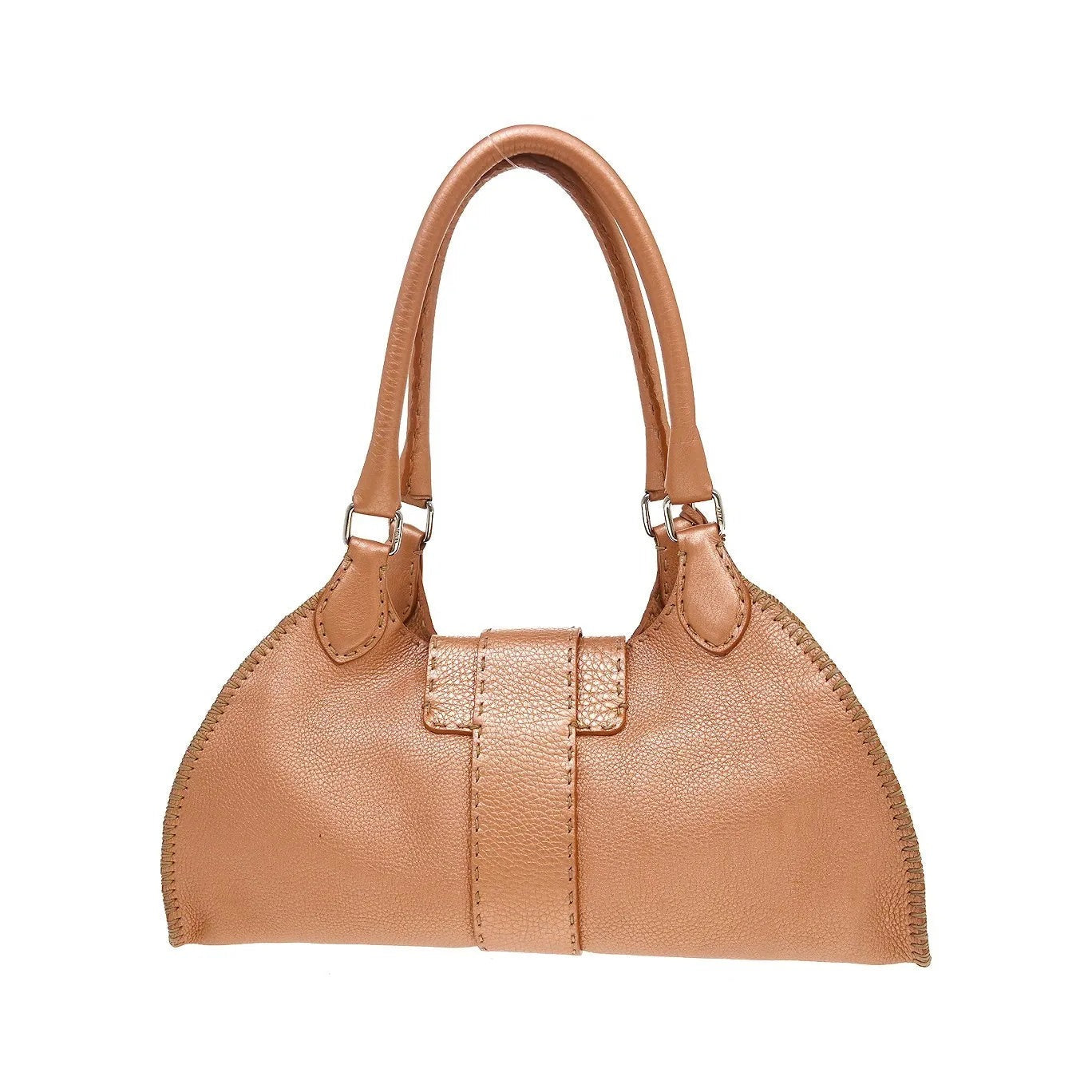 Fendi Selleria Linda Satchel Pebbled Leather, Pink, Leather, Handbag