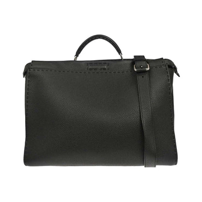 Fendi Selleria Peekaboo Fit Leather, Black, Leather, Handbag