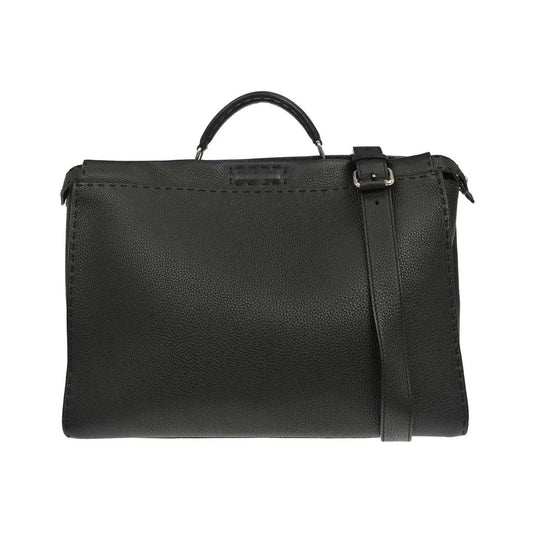 Fendi Selleria Peekaboo Fit Leather, Black, Leather, Handbag