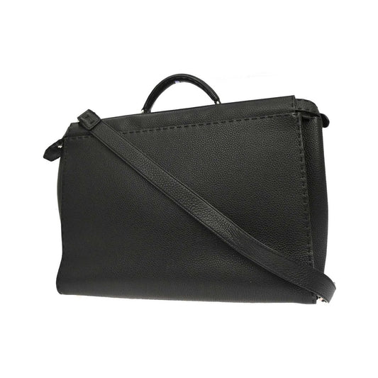 Fendi Selleria Peekaboo Fit Leather, Black, Leather, Handbag