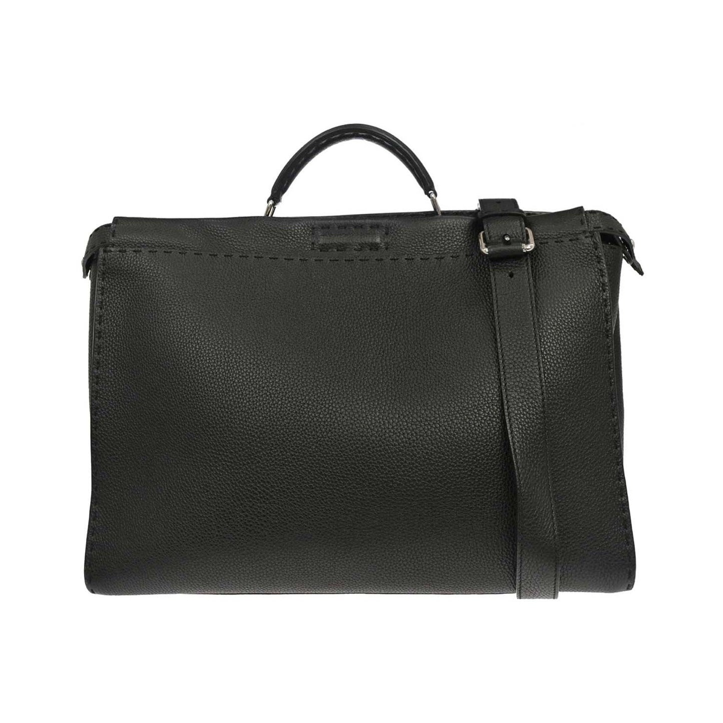 Fendi Selleria Peekaboo Fit Leather, Black, Leather, Handbag