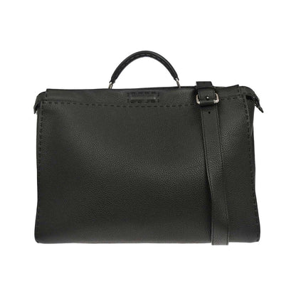 Fendi Selleria Peekaboo Fit Leather, Black, Leather, Handbag
