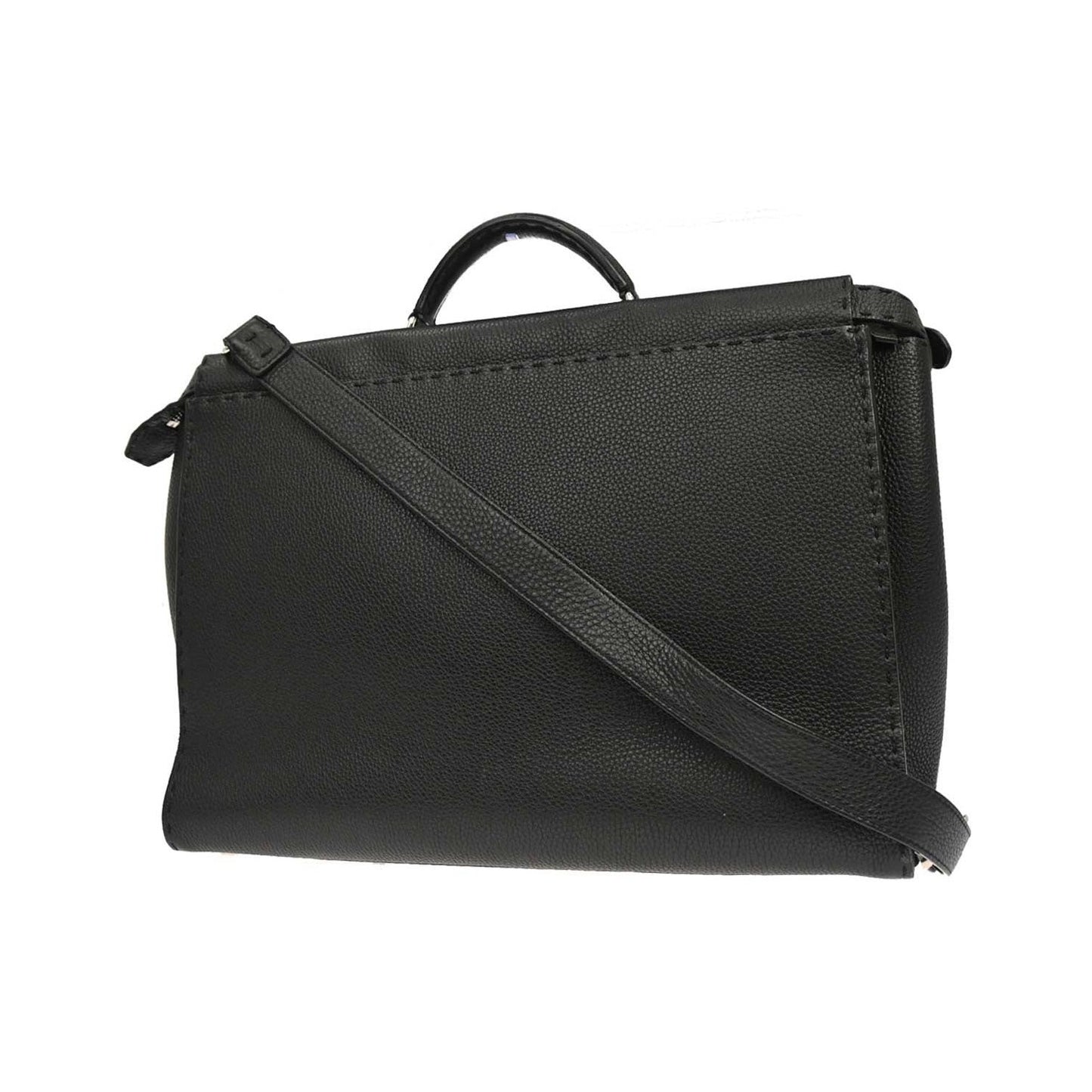 Fendi Selleria Peekaboo Fit Leather, Black, Leather, Handbag