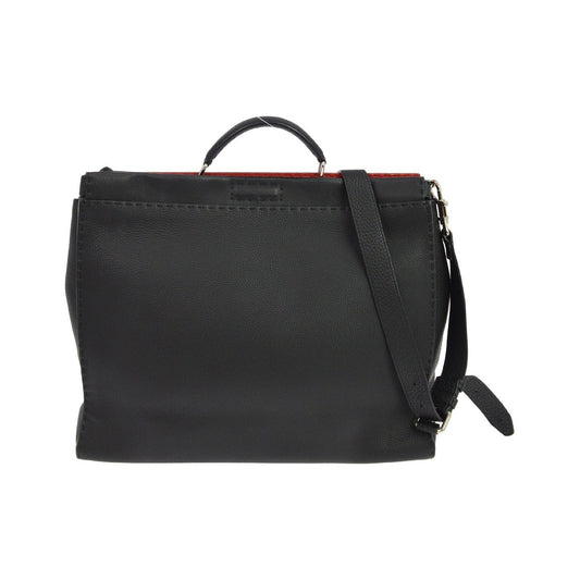 Fendi Selleria Peekaboo Fit Leather, Black, Leather, Handbag
