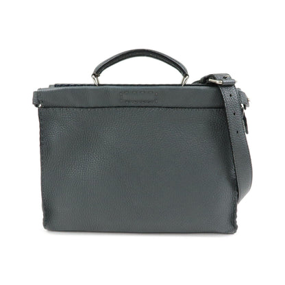 Fendi Selleria Peekaboo Grainy Leather, Gray, Leather, Handbag